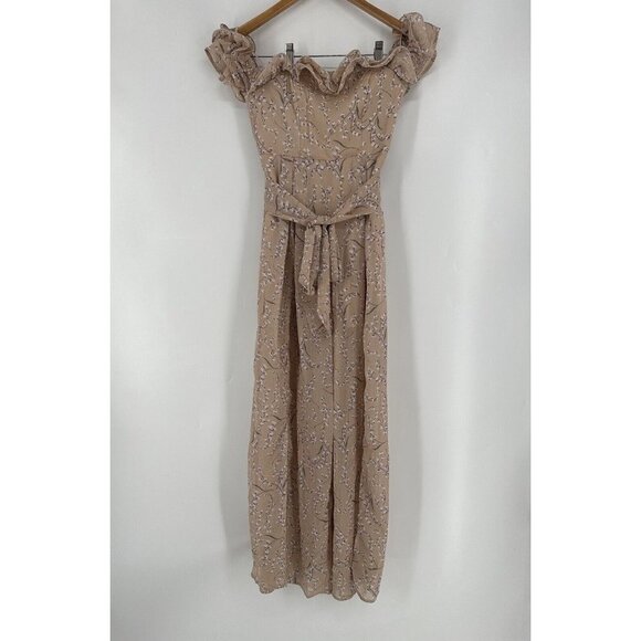 Saint Secrets Jazz Bardot Neckline Split Wide Leg Floral Jumpsuit Blush XS NWT - Picture 1 of 9